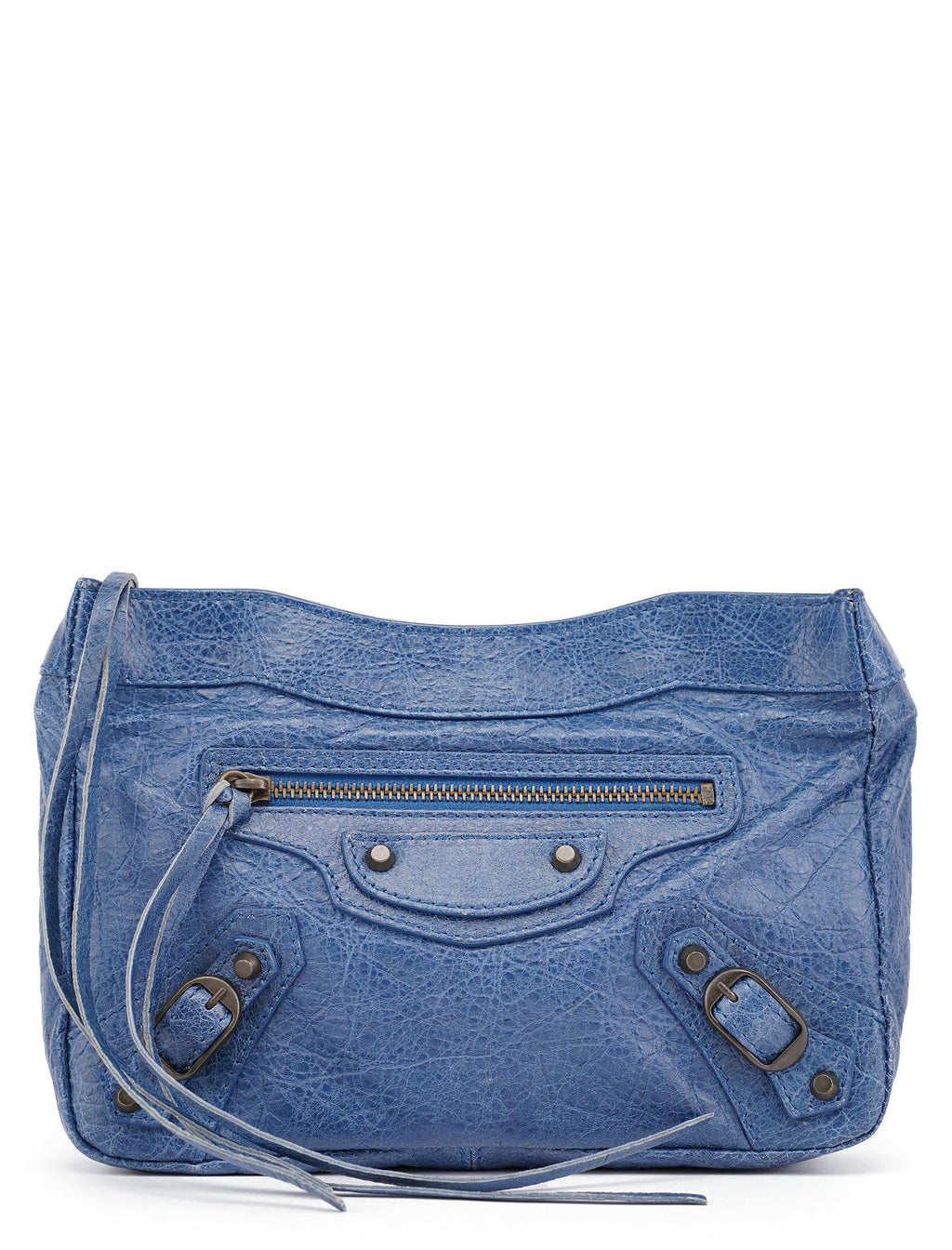 Navy Leather City Clutch Bag