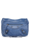 Navy Leather City Clutch Bag