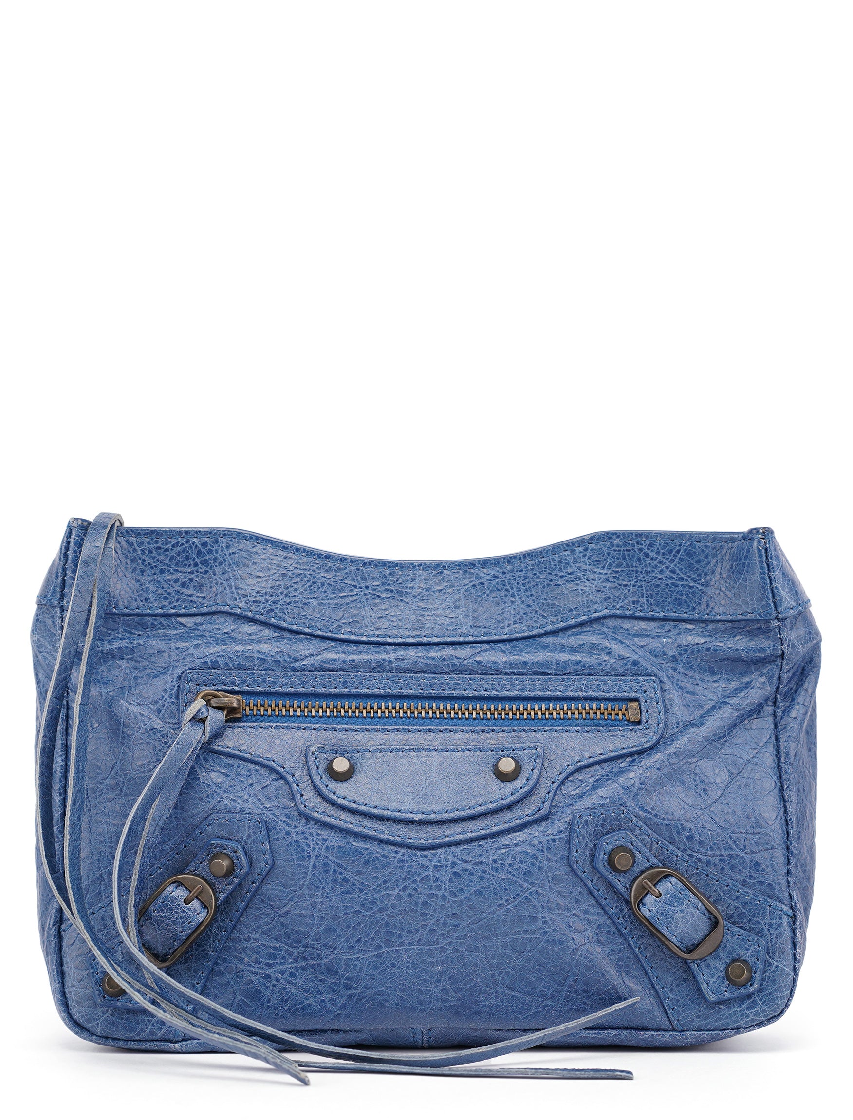 Navy Leather City Clutch Bag