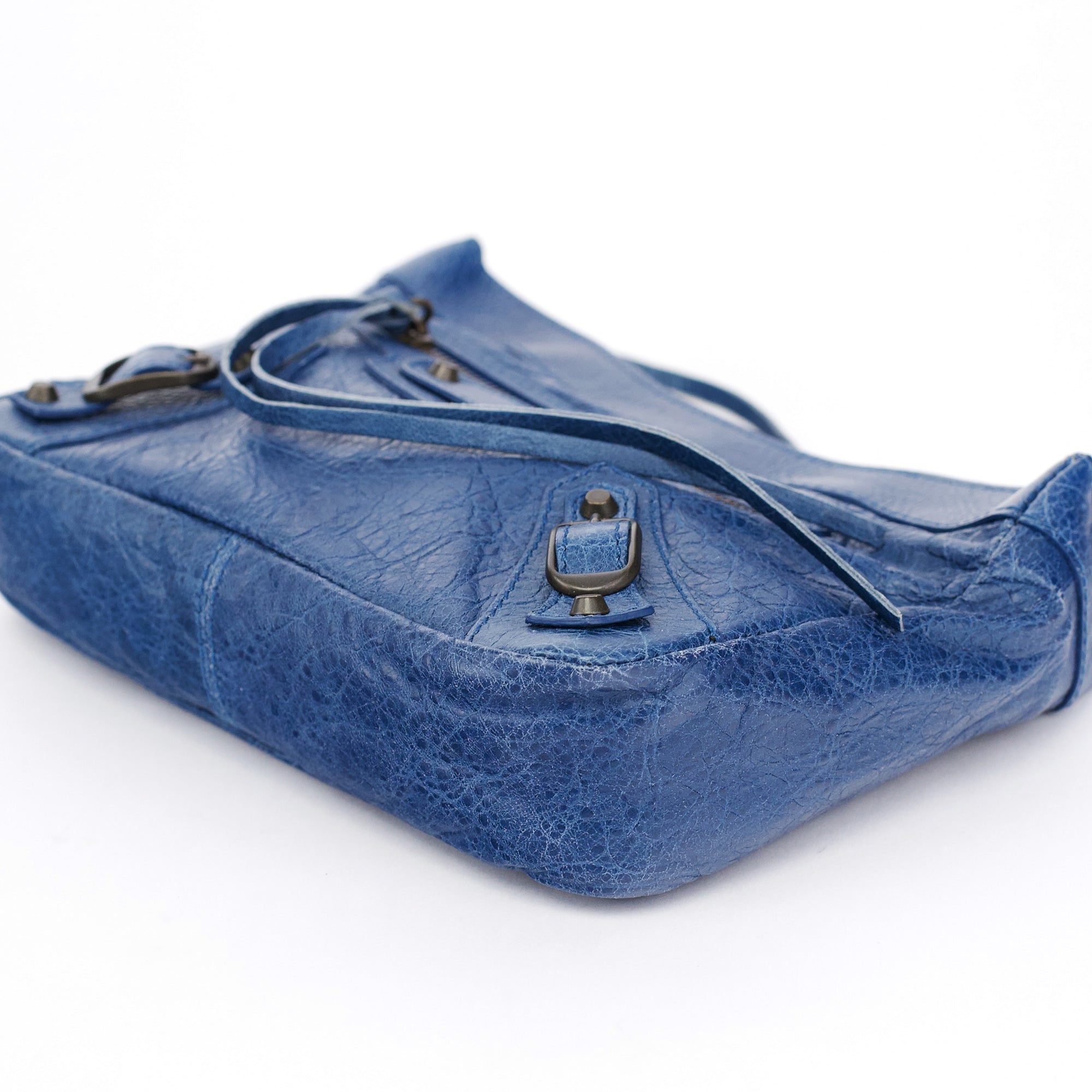 Navy Leather City Clutch Bag
