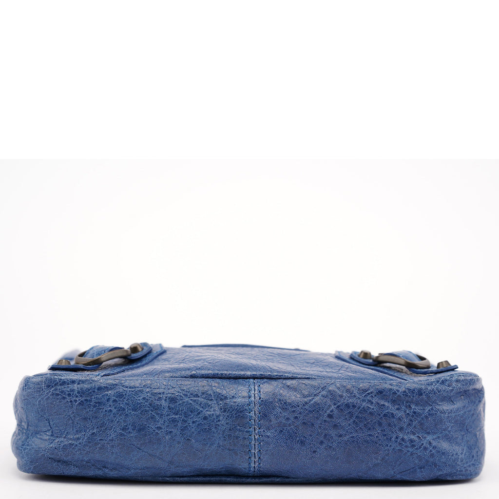 Navy Leather City Clutch Bag