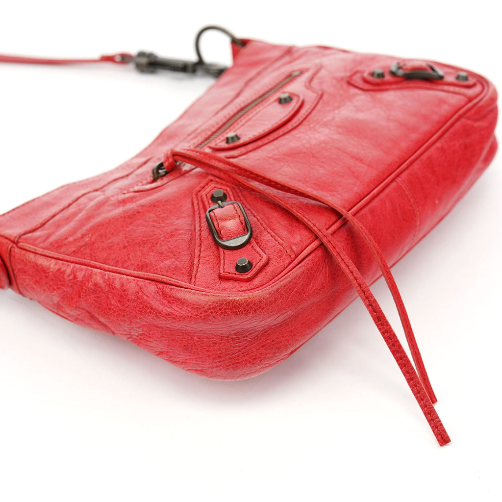 Red Leather City Crossbody Bag