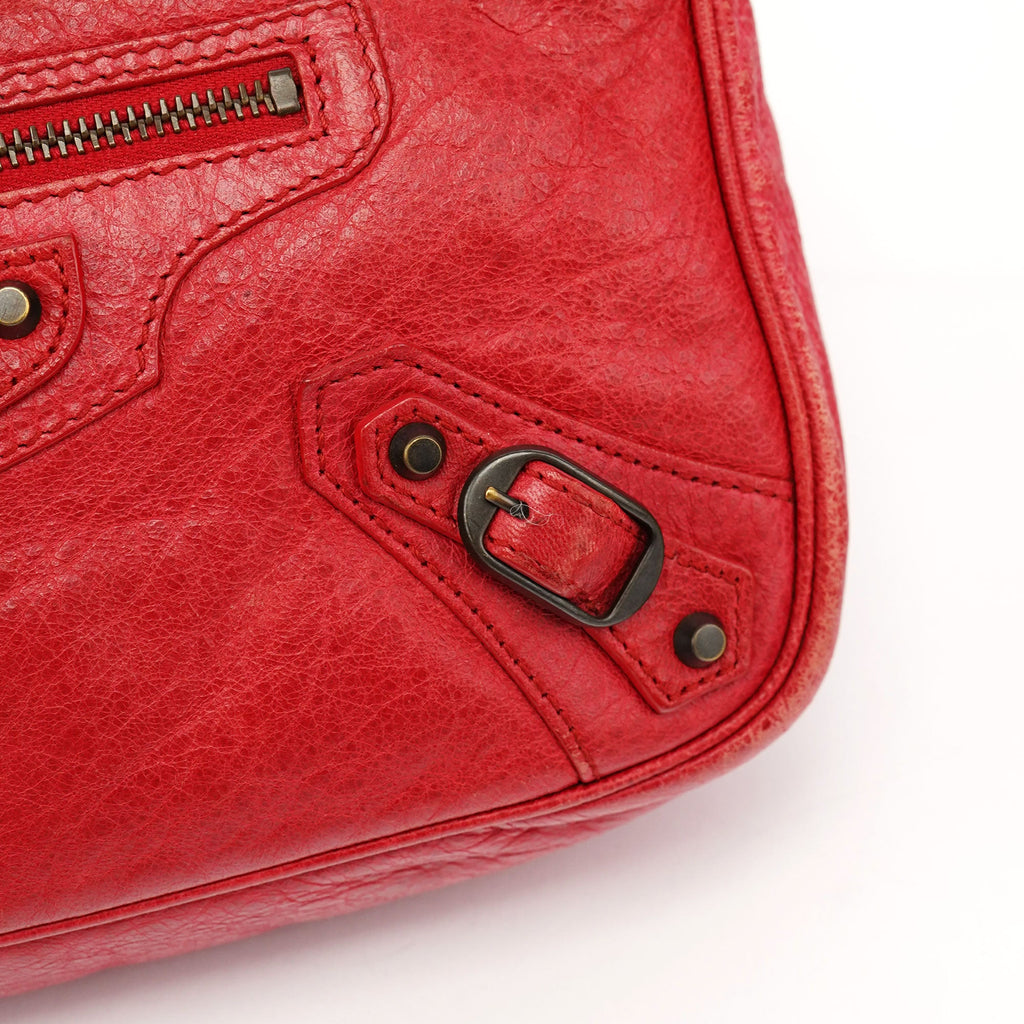 Red Leather City Crossbody Bag