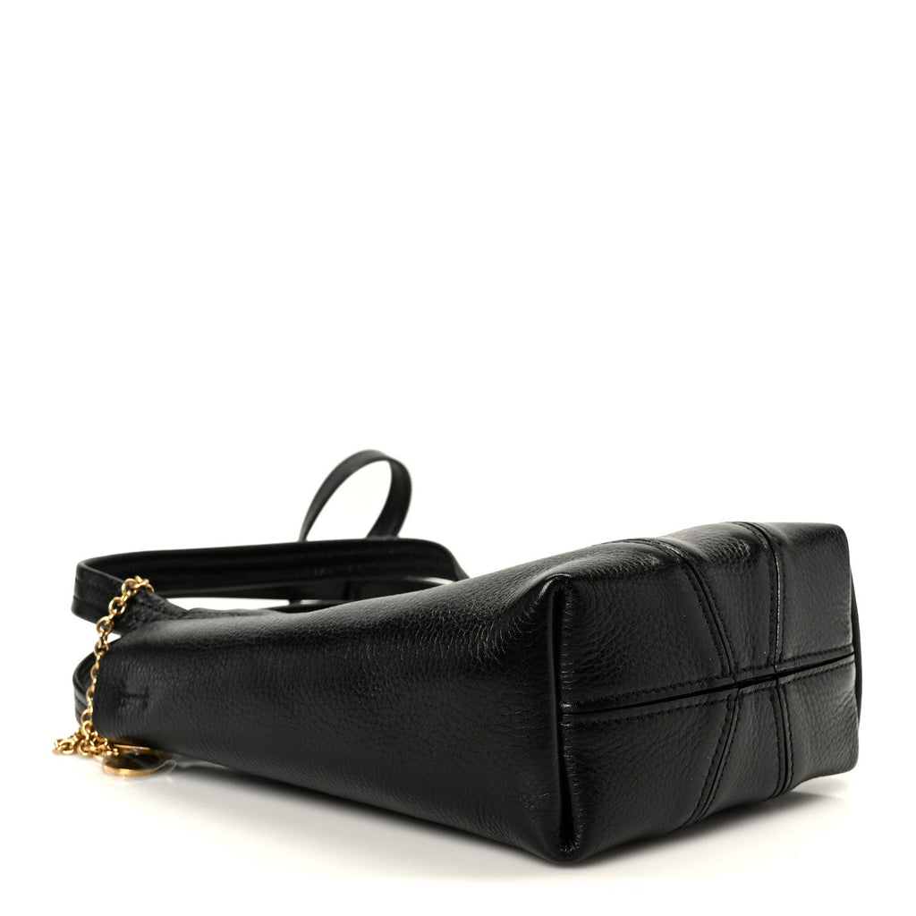 Grained Calfskin Small Spin Tote Black