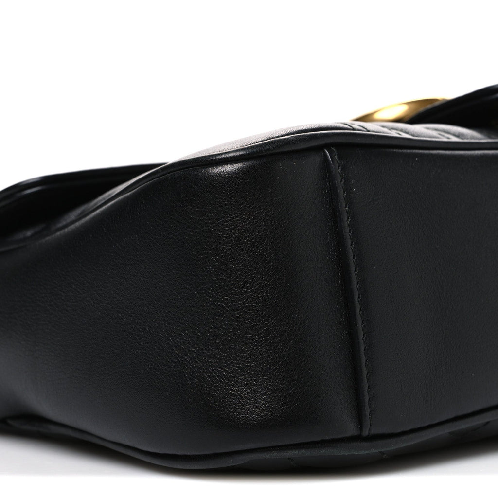 Calfskin Matelasse Small GG Marmont Shoulder Bag Black