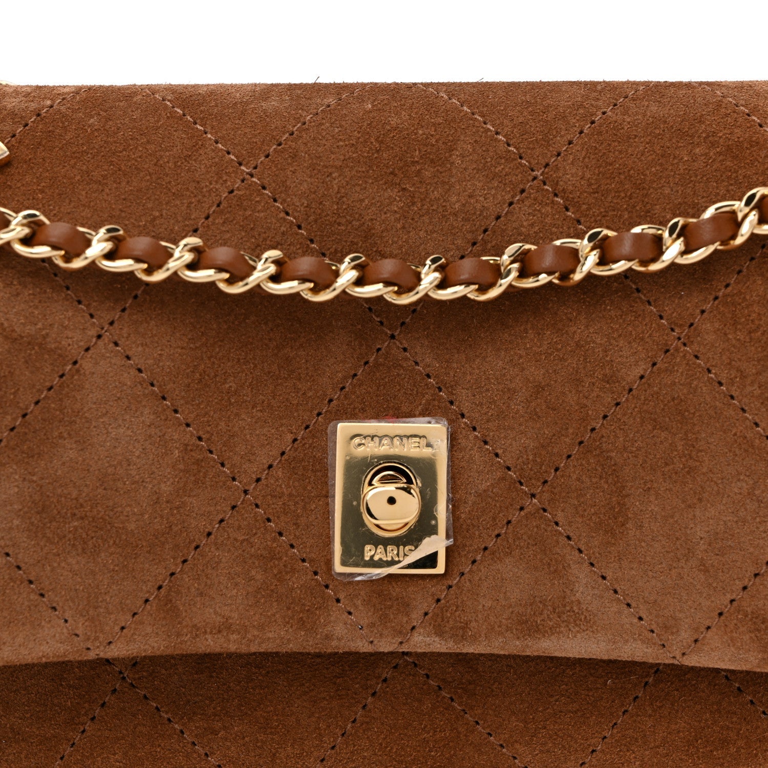 Suede Calfskin Quilted Small Eyes On You Flap Camel