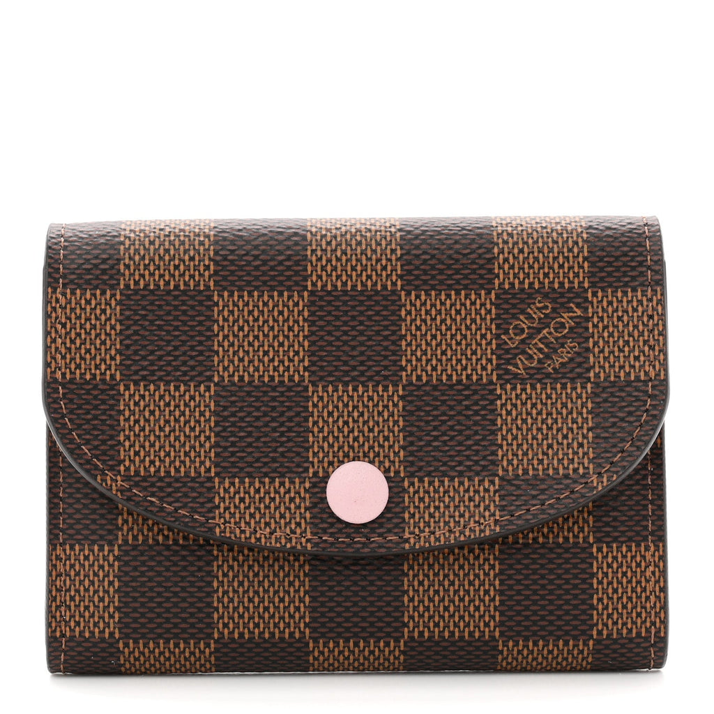 Damier Ebene Rosalie Coin Purse Rose Ballerine