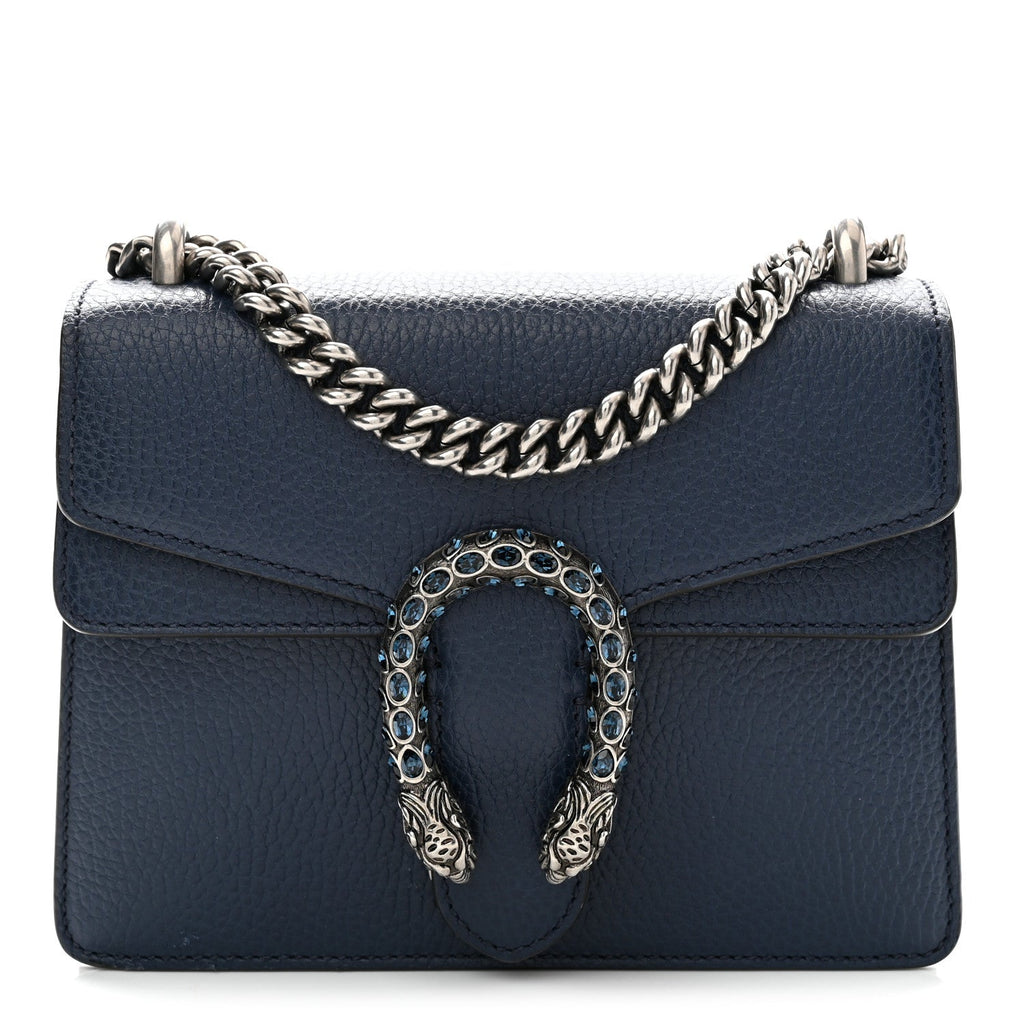 Dollar Calfskin Crystal Mini Dionysus Shoulder Bag Blue Agata Montana Sapphire