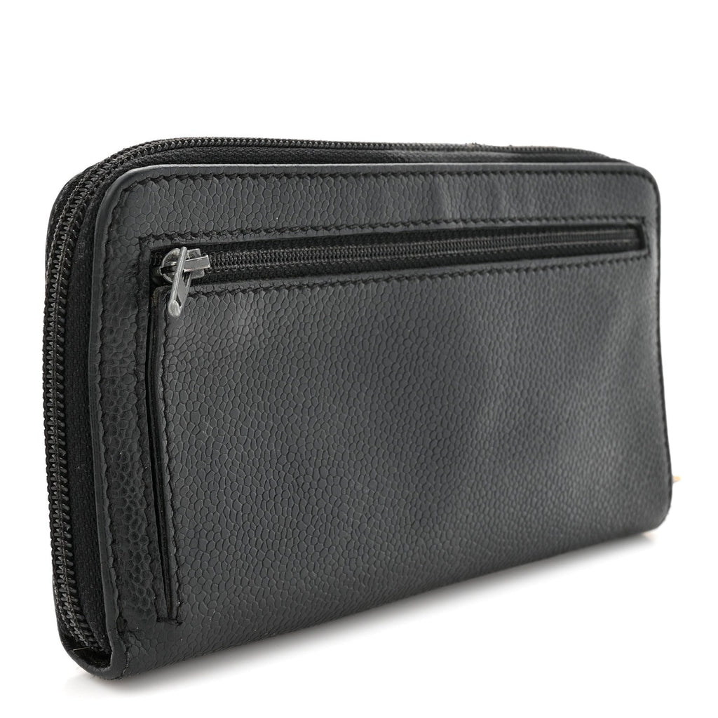 Caviar CC Timeless Large Zip Around Wallet Black