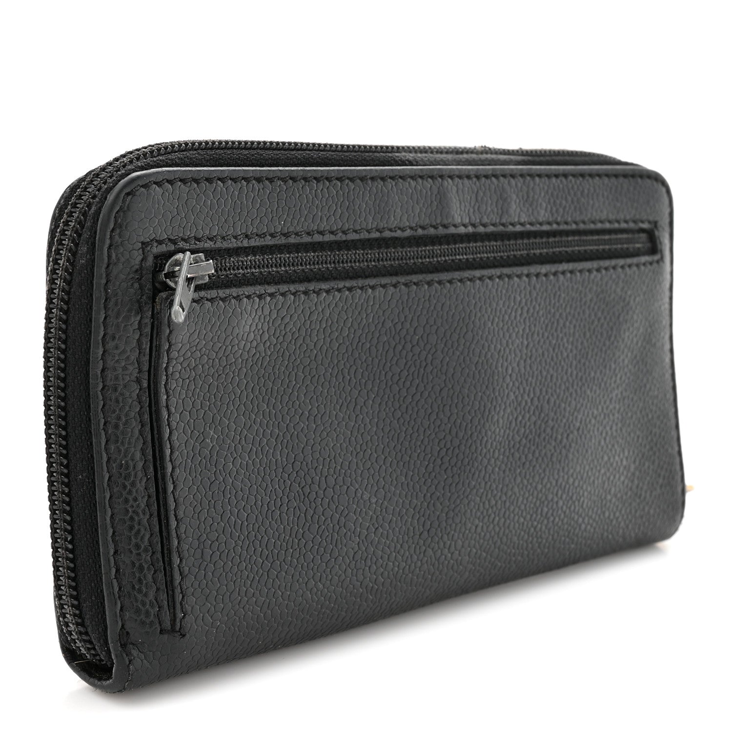 Caviar CC Timeless Large Zip Around Wallet Black