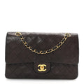 Lambskin Quilted Medium Double Flap Black