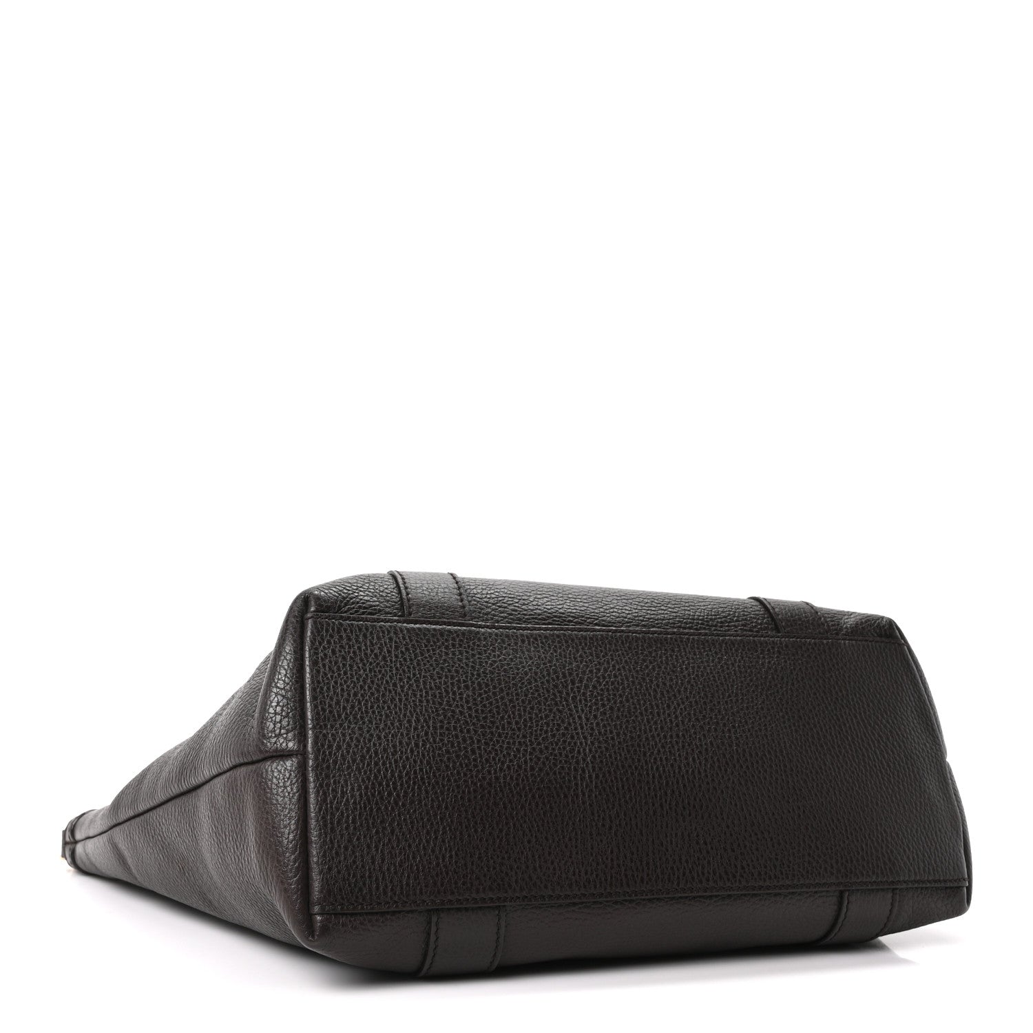 Calfskin Bamboo Top Handle Tote Dark Brown
