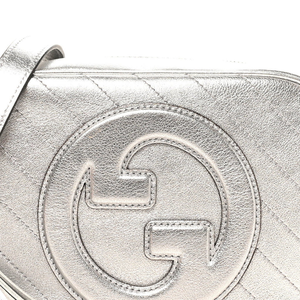 Metallic Sakai Be Green Calfskin Diagonal Stitched Small Blondie Shoulder Bag Silver