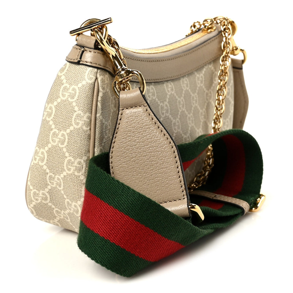 GG Supreme Monogram Textured Dollar Calfskin Web Small Ophidia GG Handbag Beige Mystic White Oatmeal