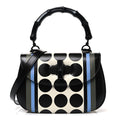 Calfskin Geometric Print Medium Bamboo 1947 Top Handle Bag Black Multicolor