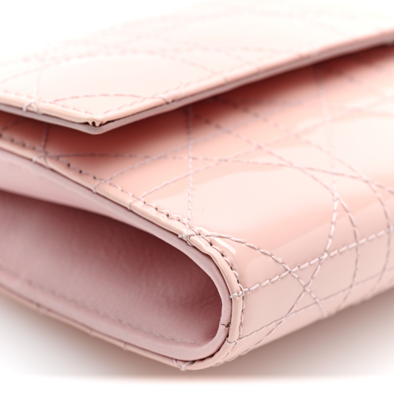 Patent Cannage Lady Dior Rendezvous Wallet On Chain Rose