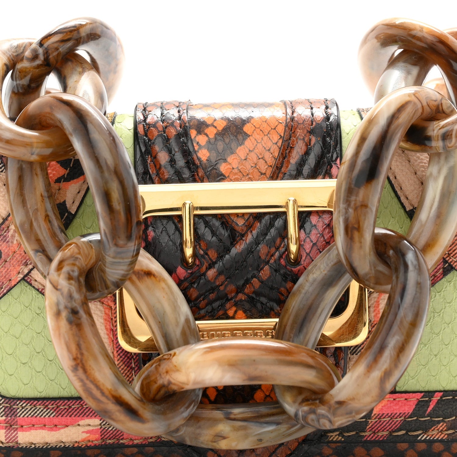 Calfskin Snakeskin Resin Madison Buckle Chain Bag Multicolor