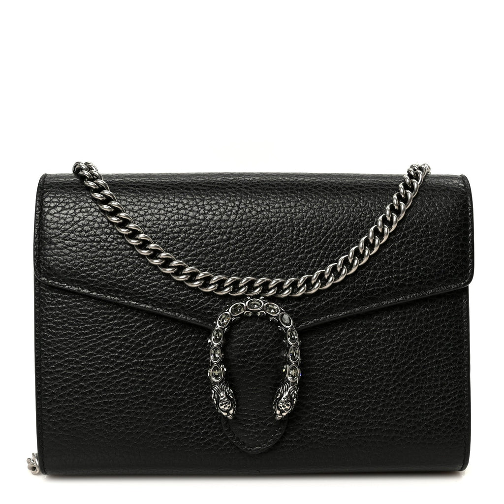 Calfskin Mini Dionysus Chain Wallet Black