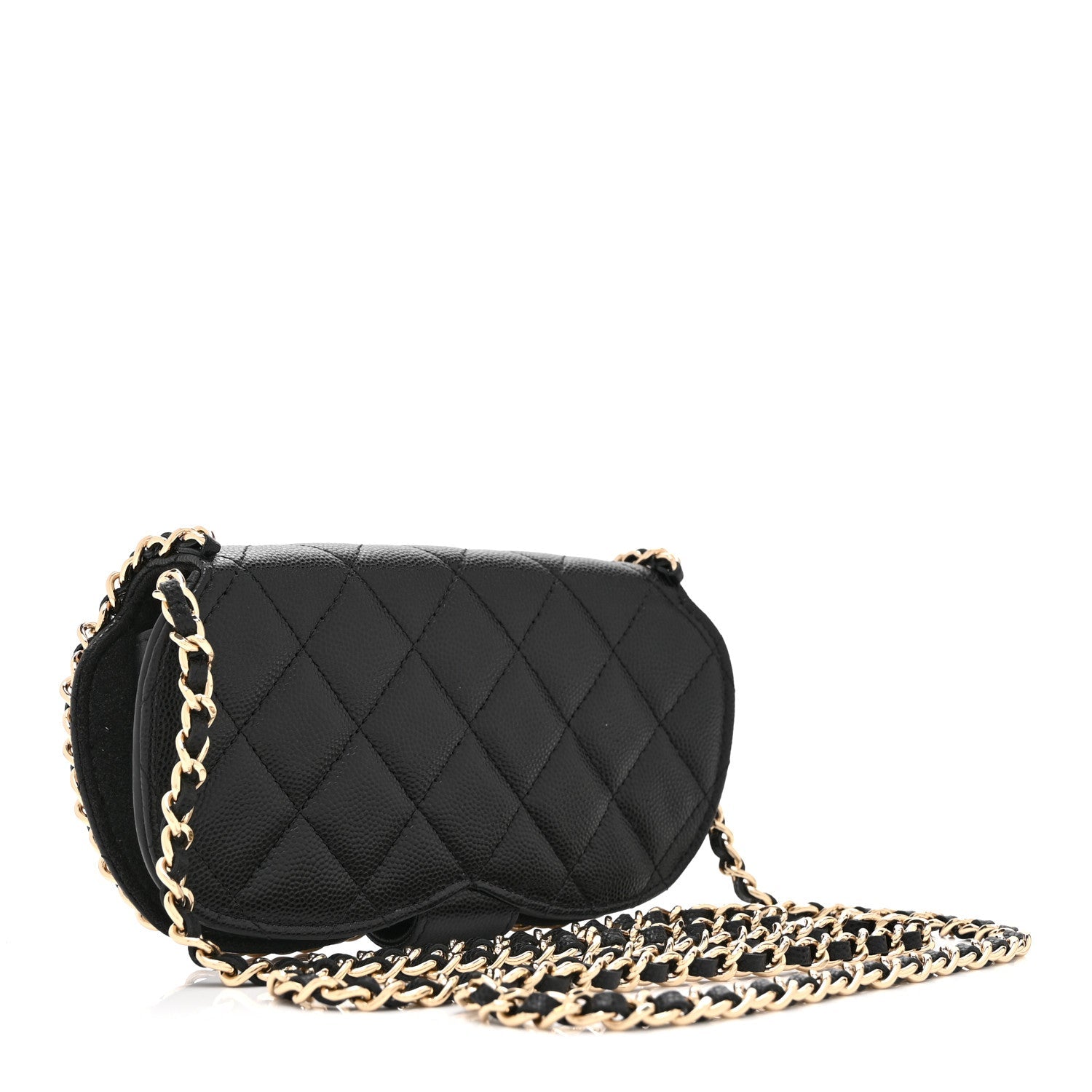 Caviar Quilted Chain Glasses Case Black