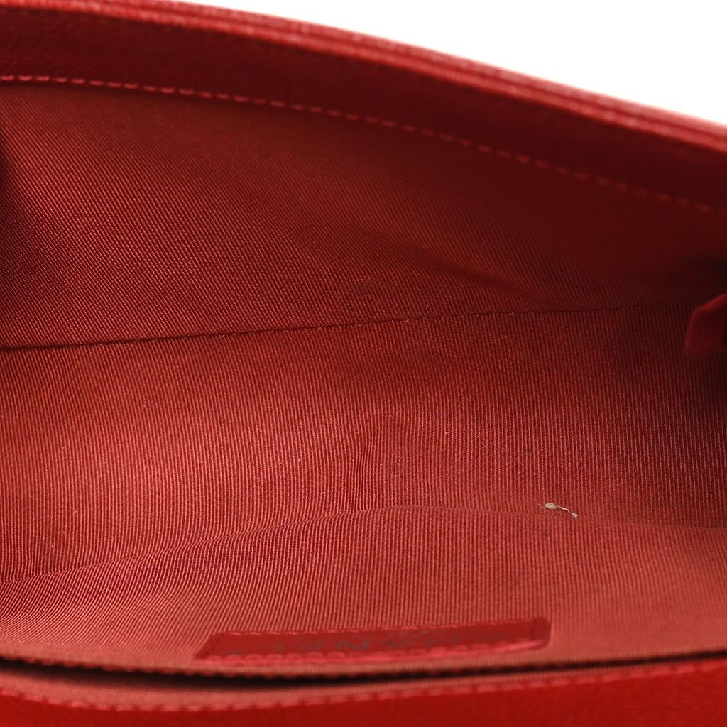 Caviar Quilted Small Boy Flap Dark Red