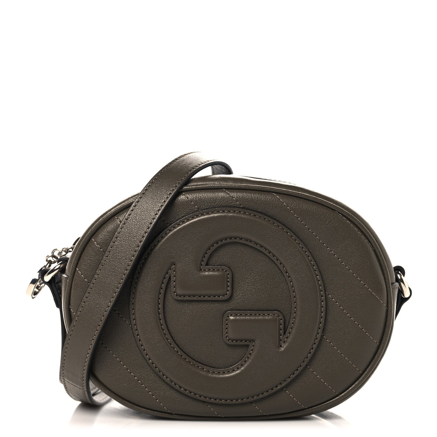 Sakai Be Green Calfskin Diagonal Stitched Mini Blondie Shoulder Bag Craclet Brown