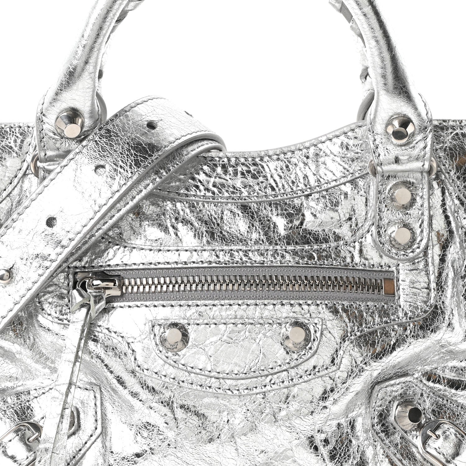 Metallized Arena Lambskin Classic Silver Hardware Le City Mini Silver