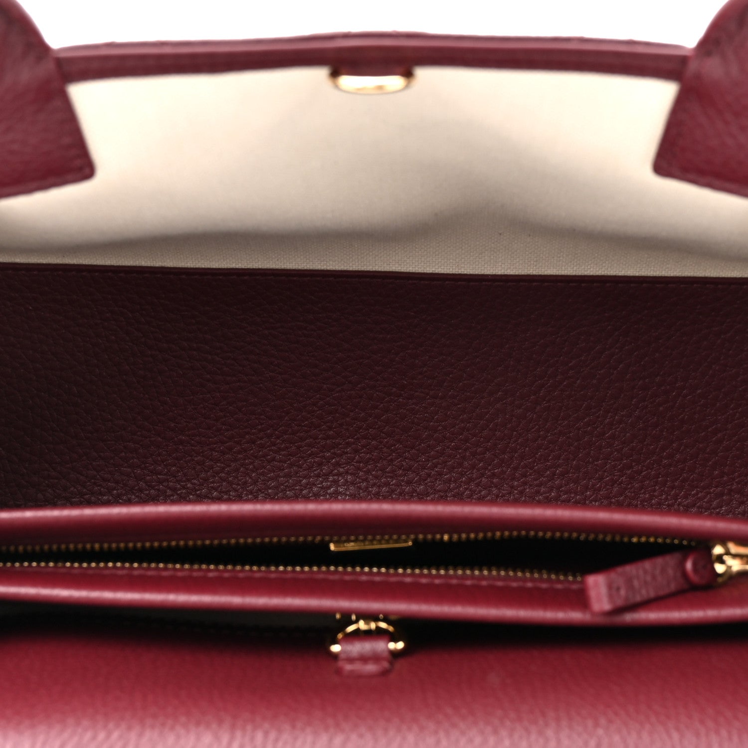 Grained Calfskin Stitched Urban Essentials Small Shopping Bag Burgundy