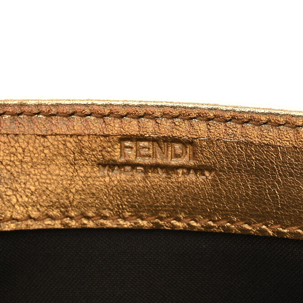 Vitello Catalan Mirror FF 1974 Embossed Continental Wallet on Chain Gold