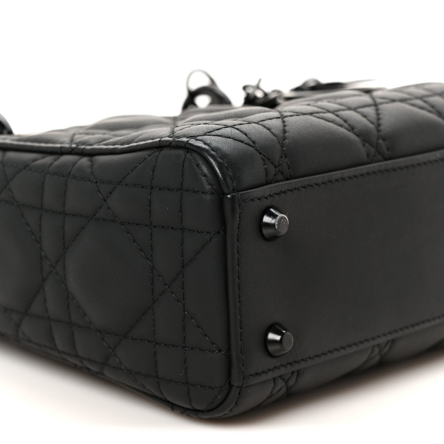 Ultra Matte Calfskin Cannage Mini Lady Dior Black