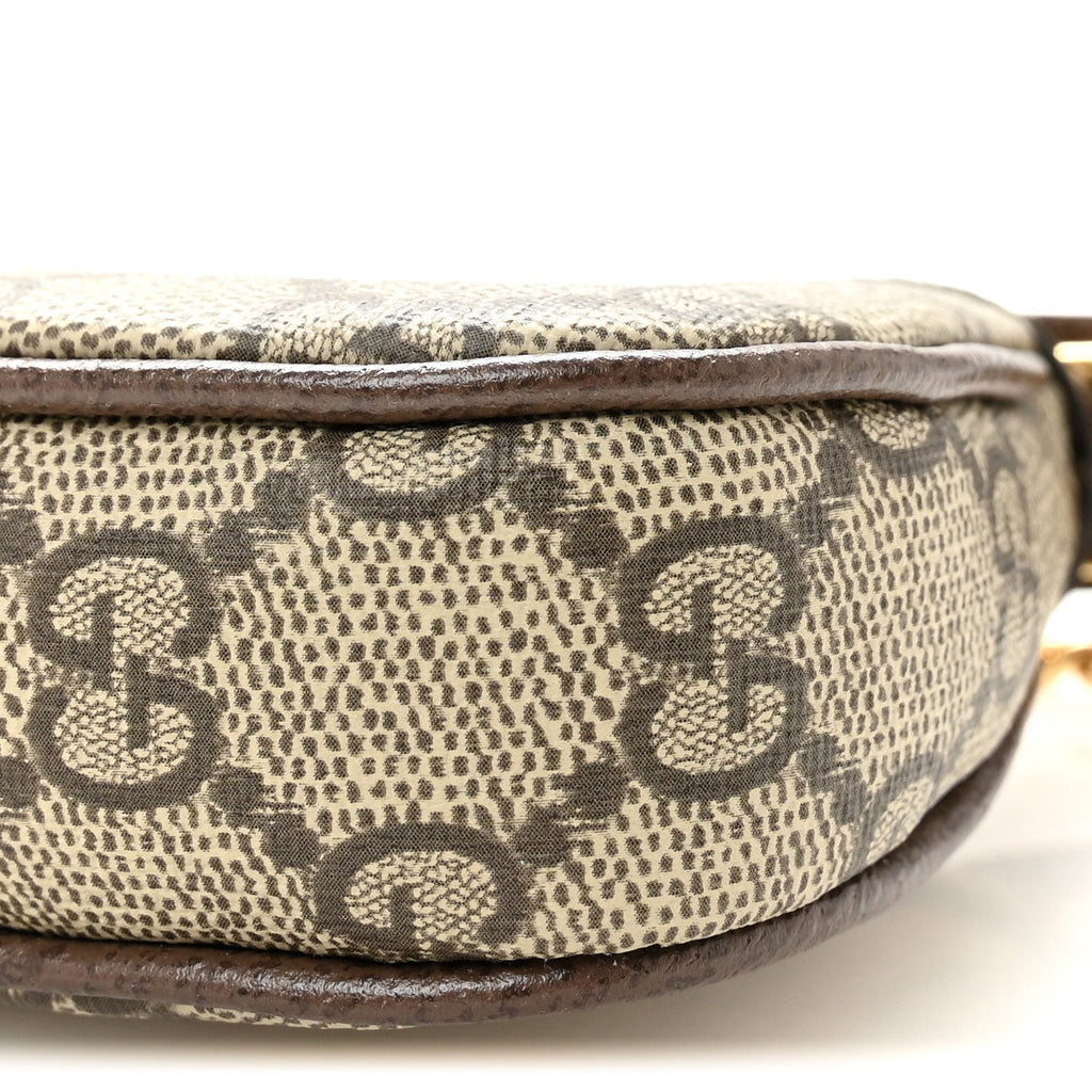 GG Supreme Monogram Textured Dollar Calfskin Mini Ophidia Chain Bag Beige Ebony