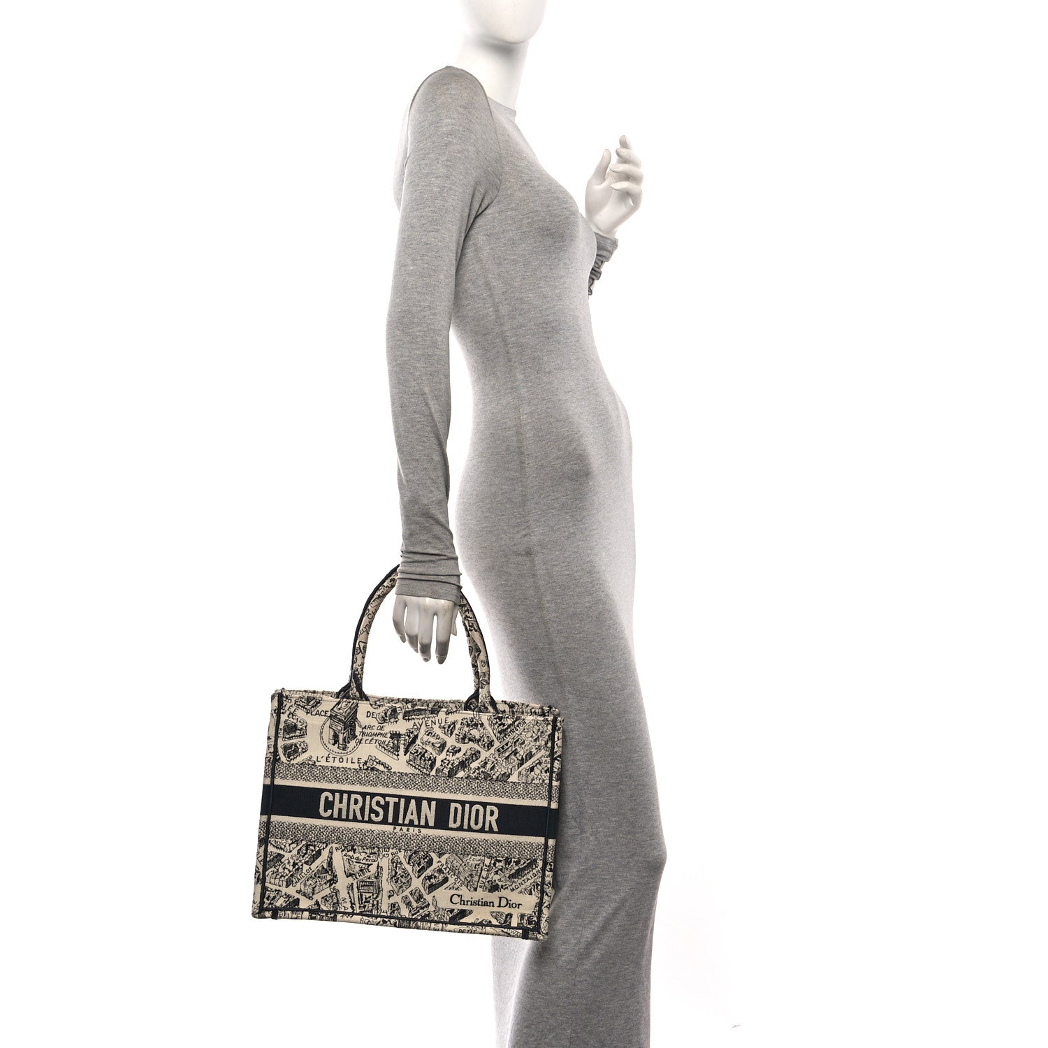 Canvas Embroidered Medium Plan De Paris Book Tote  White Blue