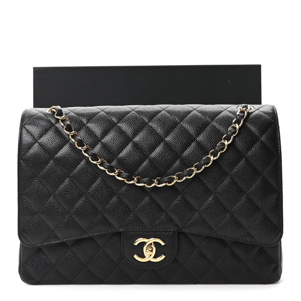 Caviar Quilted Maxi Double Flap Black