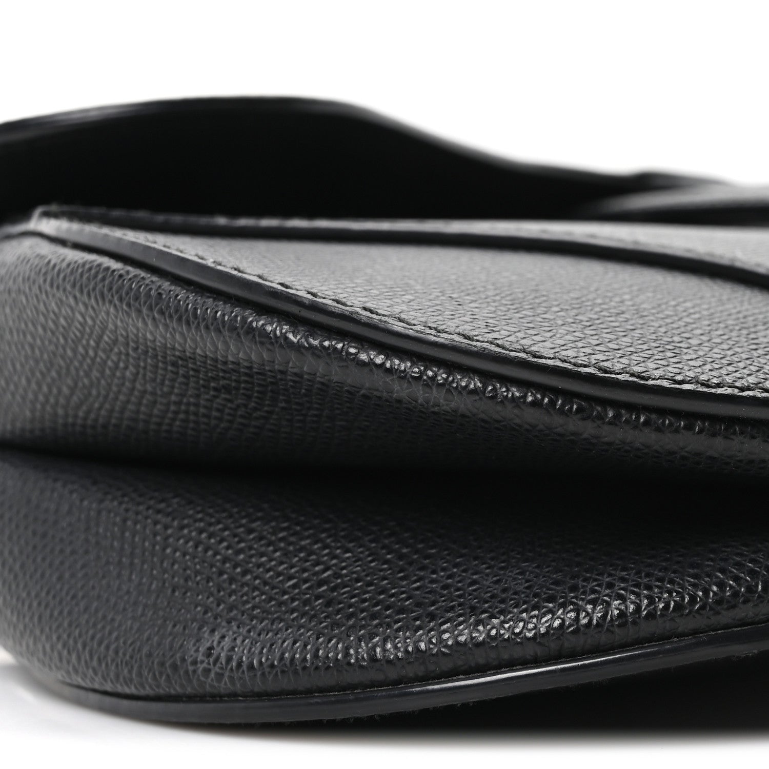 Grained Calfskin Saddle Bag Black