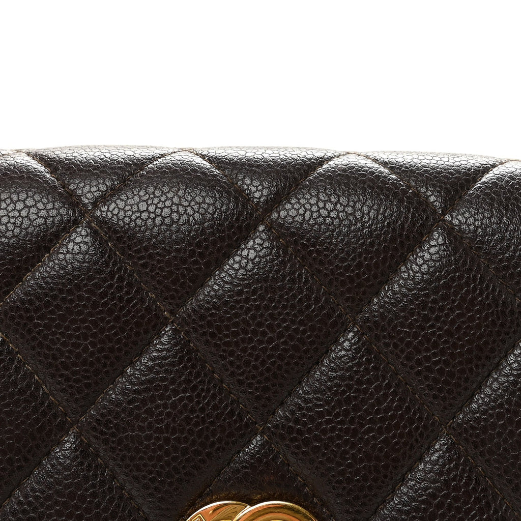 Caviar Quilted Medium Kelly Flap Brown