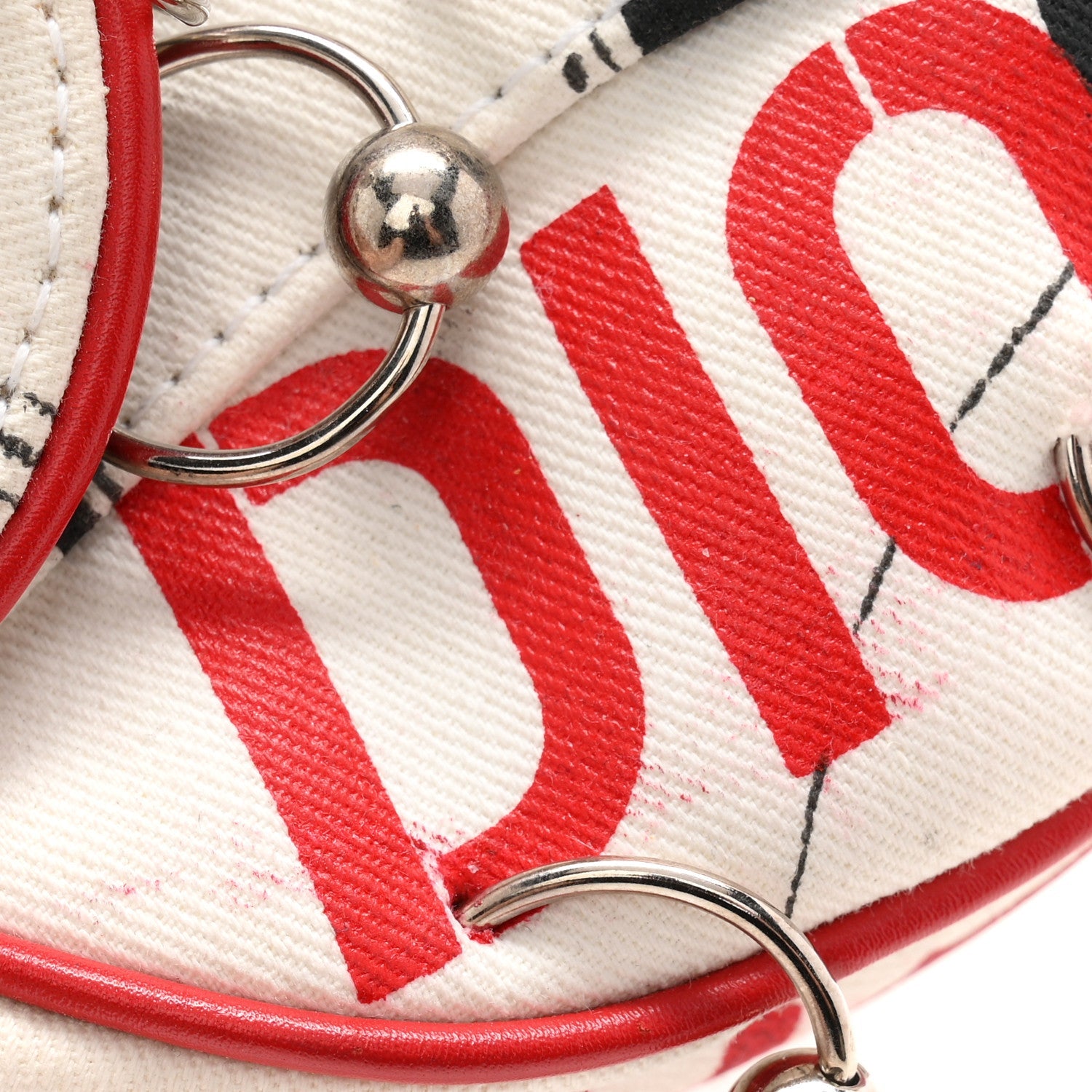 Canvas Hardcore Pierced Saddle Bag White Red Black