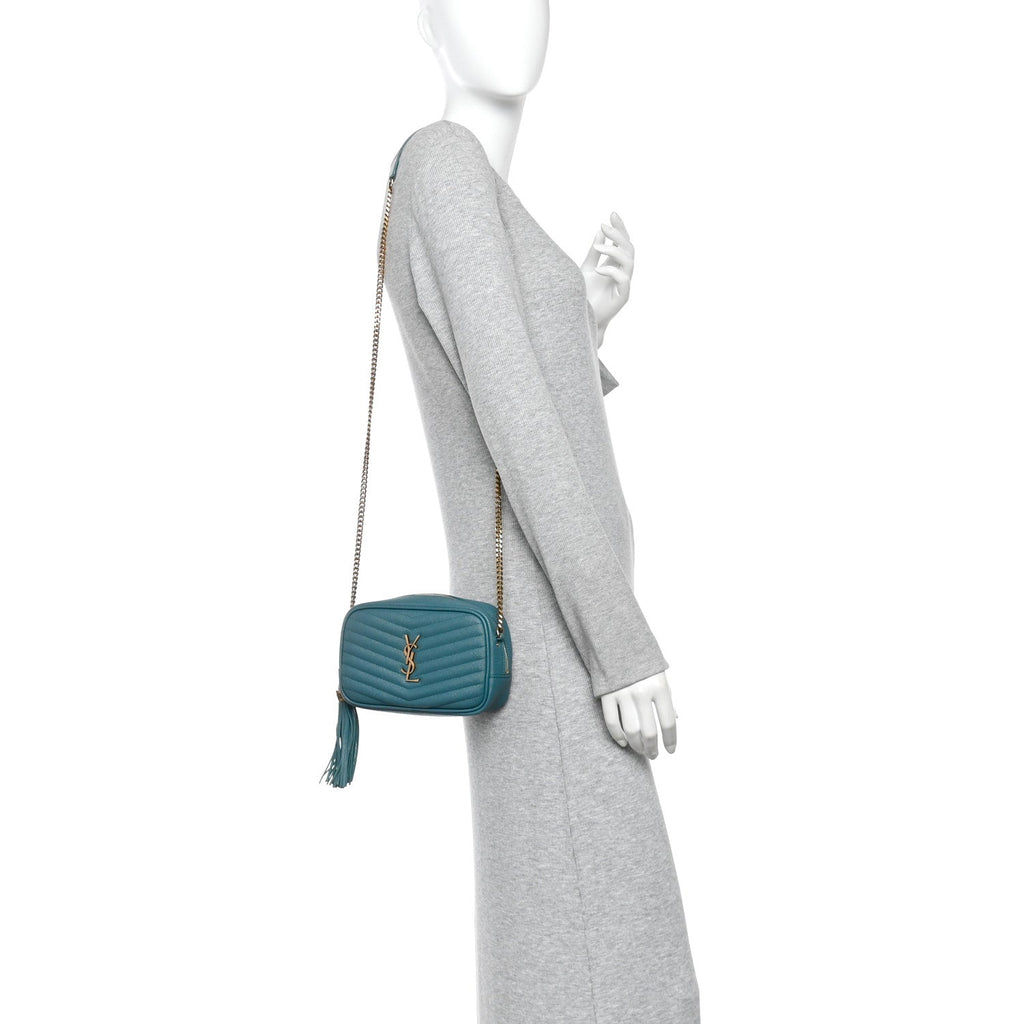Grain De Poudre Matelasse Monogram Mini Lou Camera Bag Blue Vert