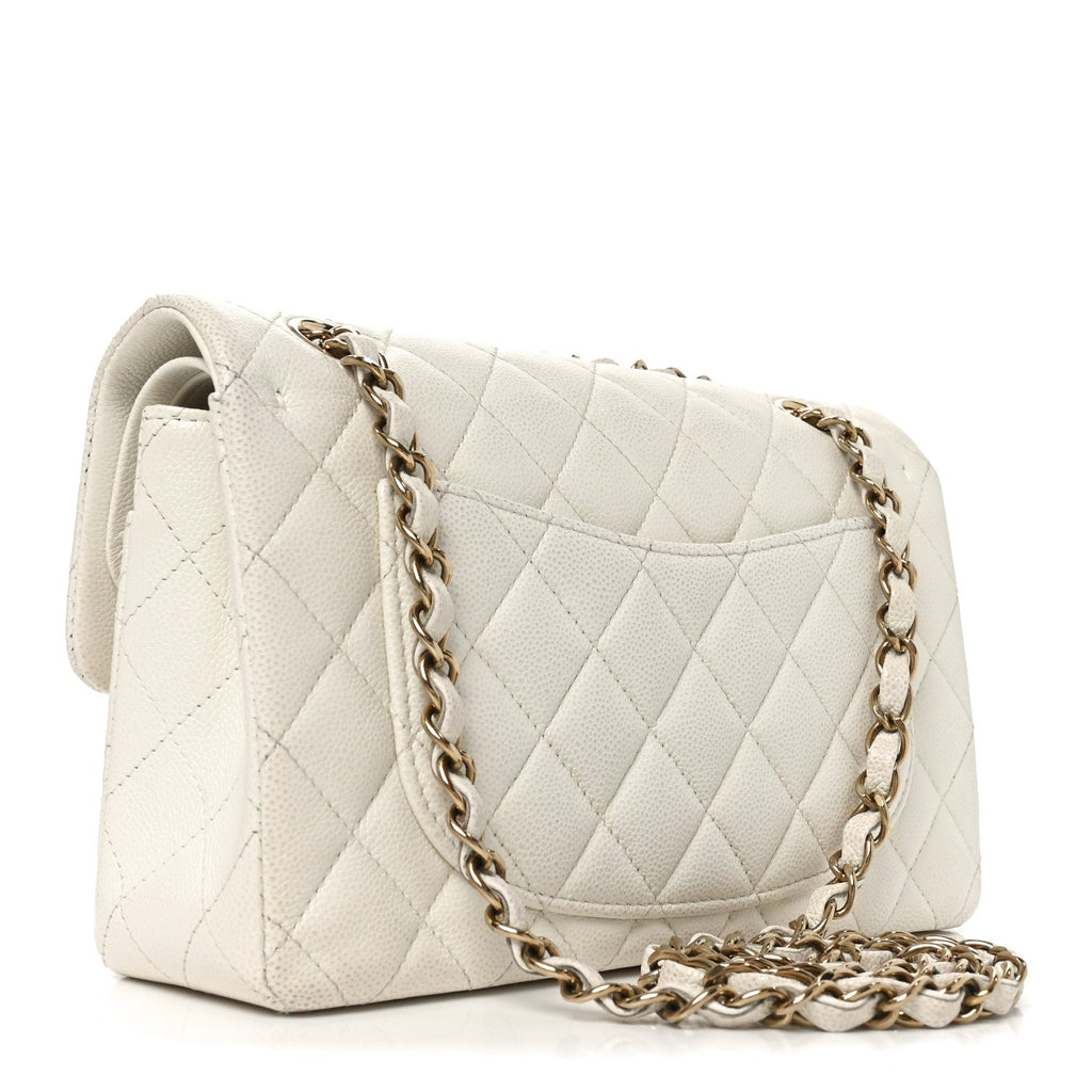 Caviar Quilted Small Double Flap White
