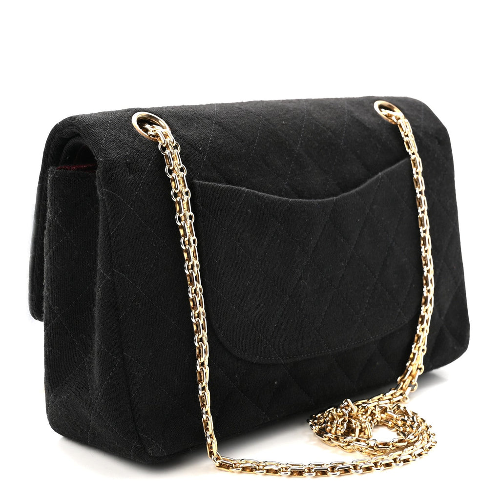 Jersey Quilted Medium Double Flap Black
