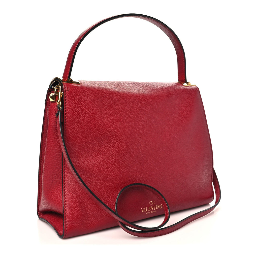Grained Calfskin Medium My Rockstud Frame Bag Rosso Valentino