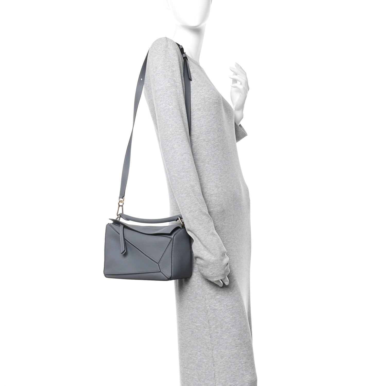 Soft Grained Calfskin Small Puzzle Bag Asphalt Grey