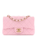 Lambskin Quilted Mini Rectangular Flap Light Pink