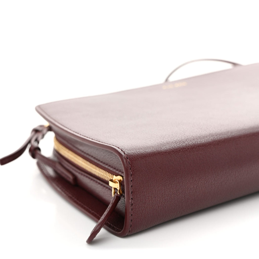 Saddle Calfskin Dalia Baguette Shoulder Bag Burgundy