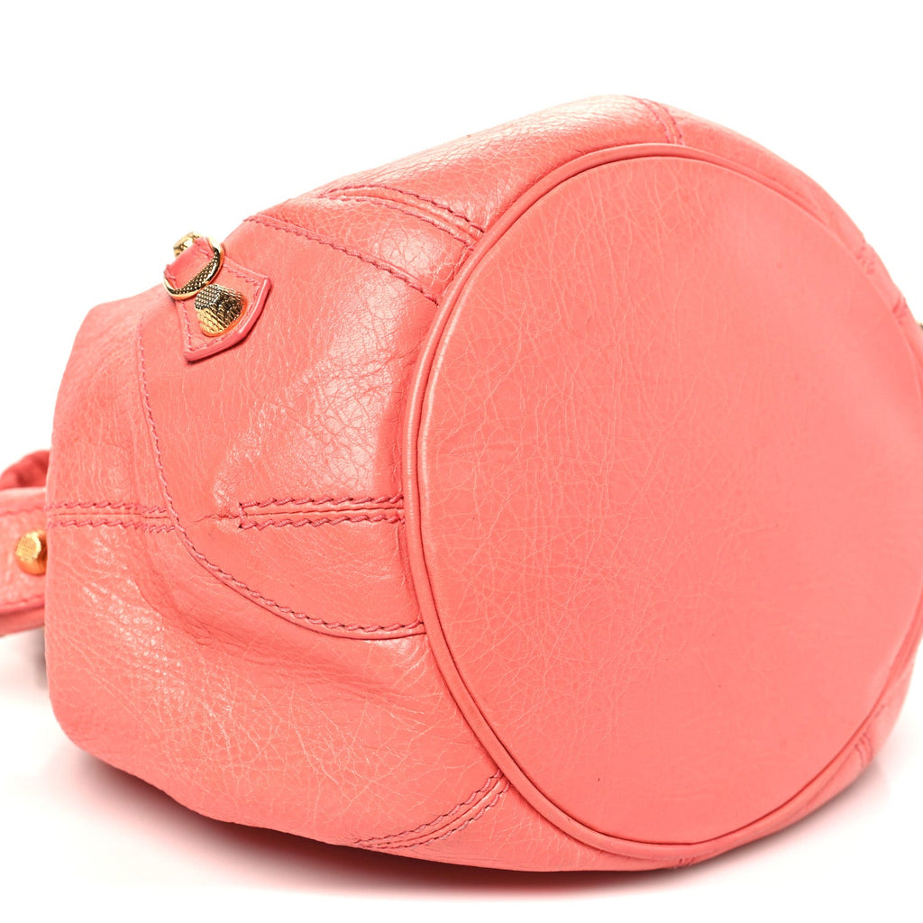 Agneau Giant 12 Gold Hardware Mini Pompon Rose Azalee