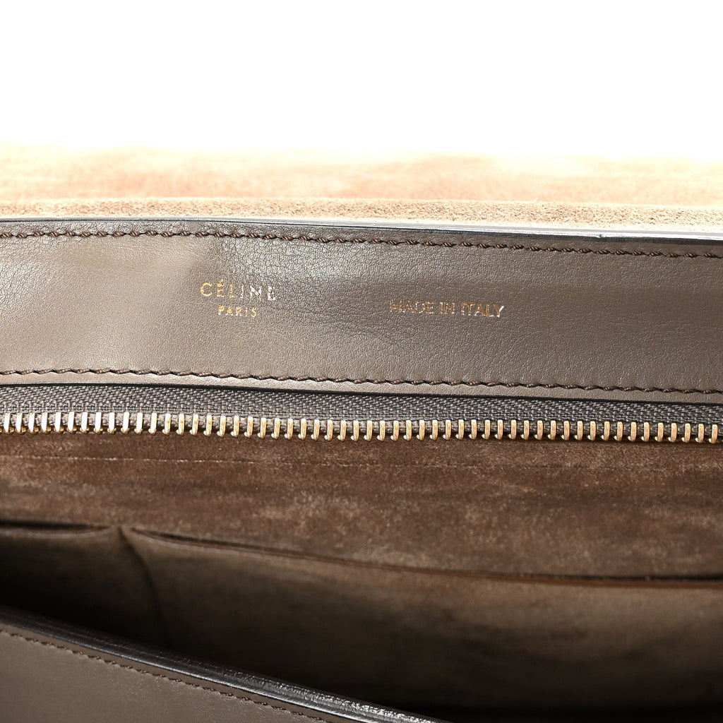 Calfskin Suede Large Tri-color Trapeze Taupe