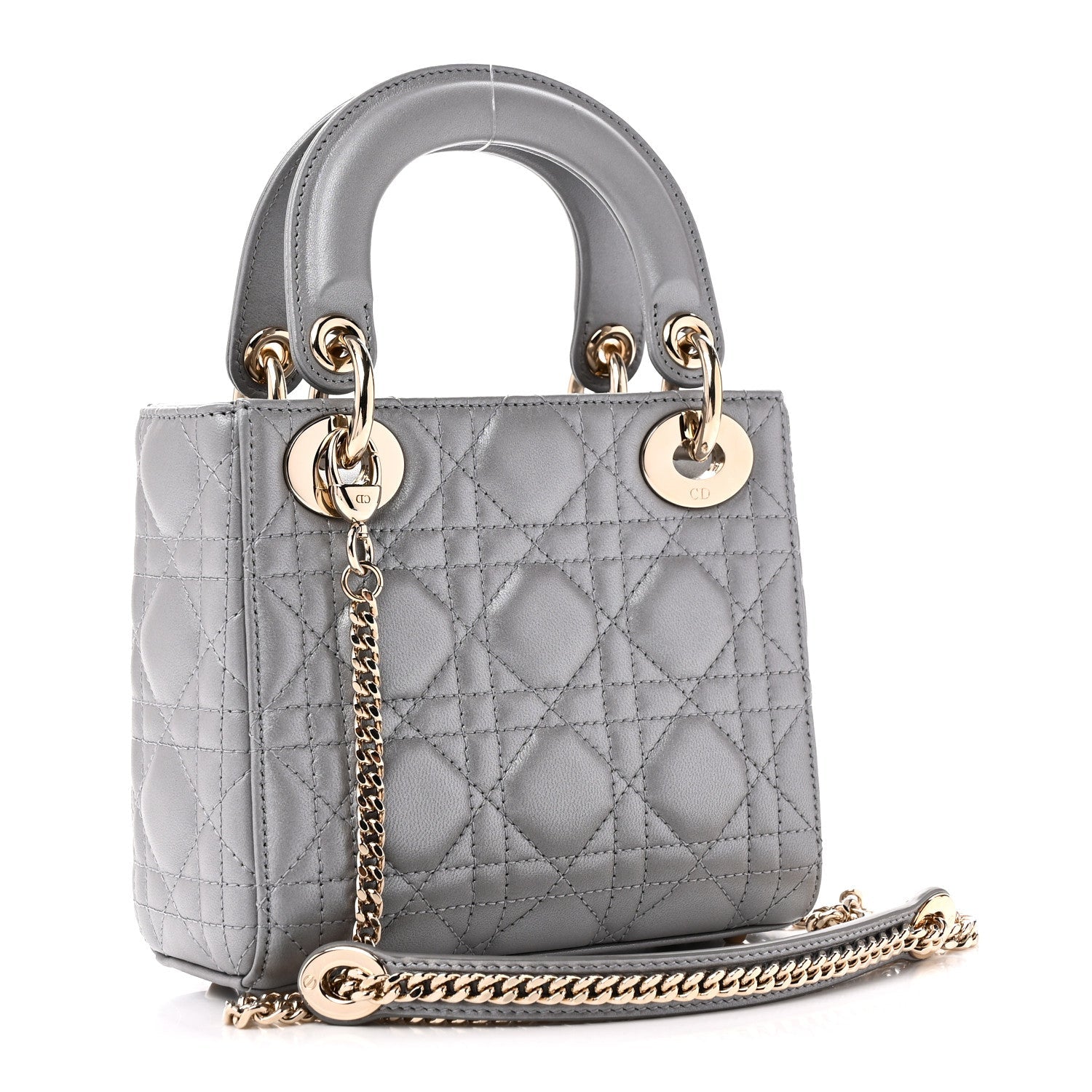 Lambskin Cannage Mini Lady Dior Grey