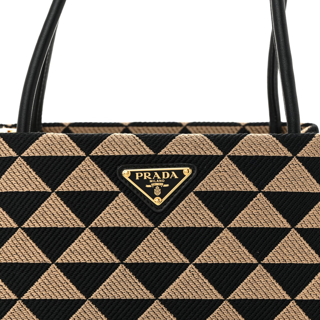 Jacquard Triangolo Symbole Embroidered Small Shoulder Bag Black Corda