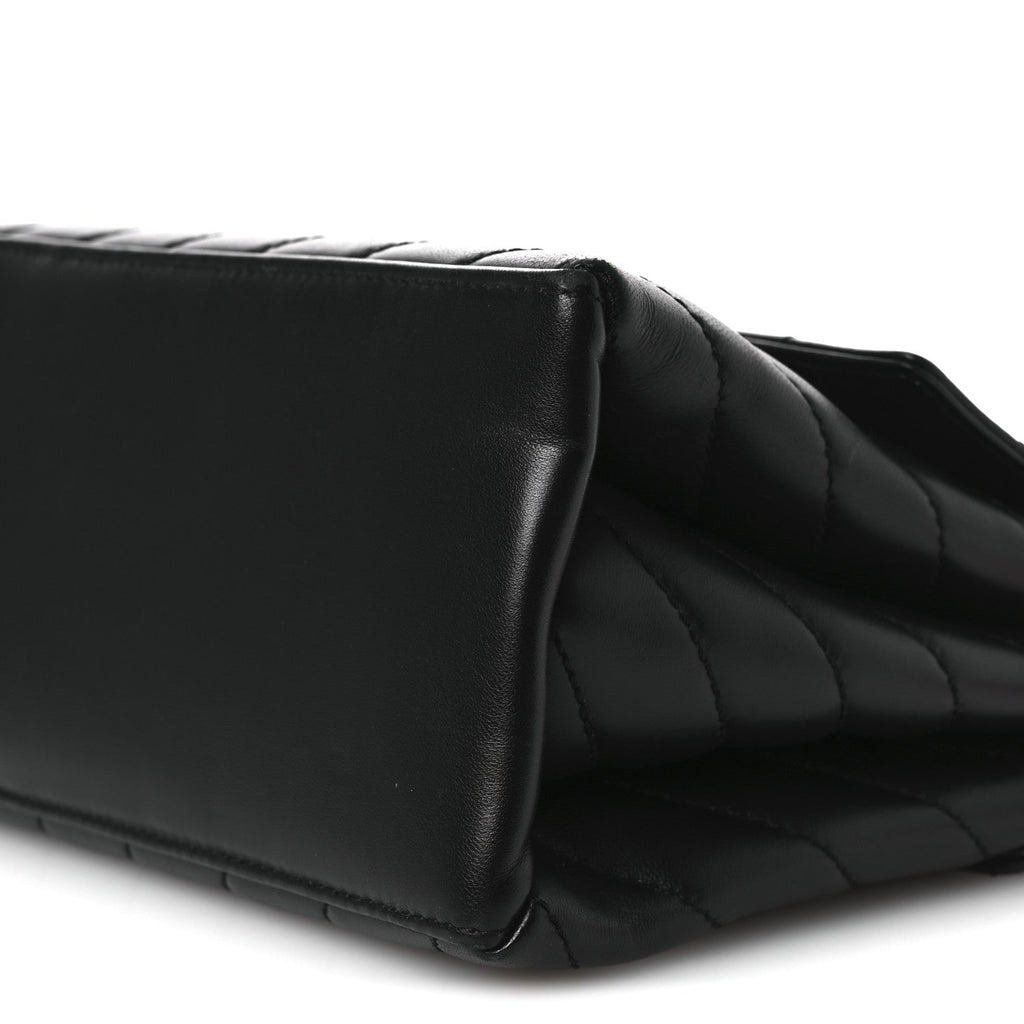Calfskin Diagonal Quilted Jackhammer 24 Shoulder Bag Black