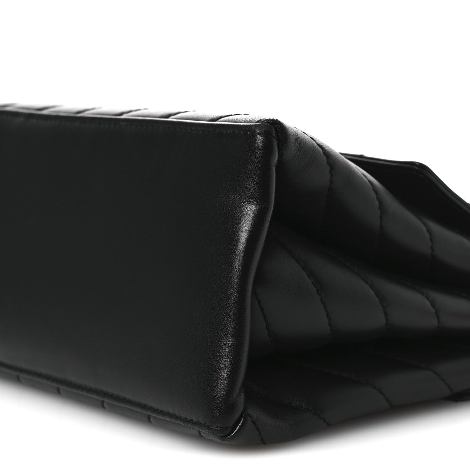Calfskin Diagonal Quilted Jackhammer 24 Shoulder Bag Black