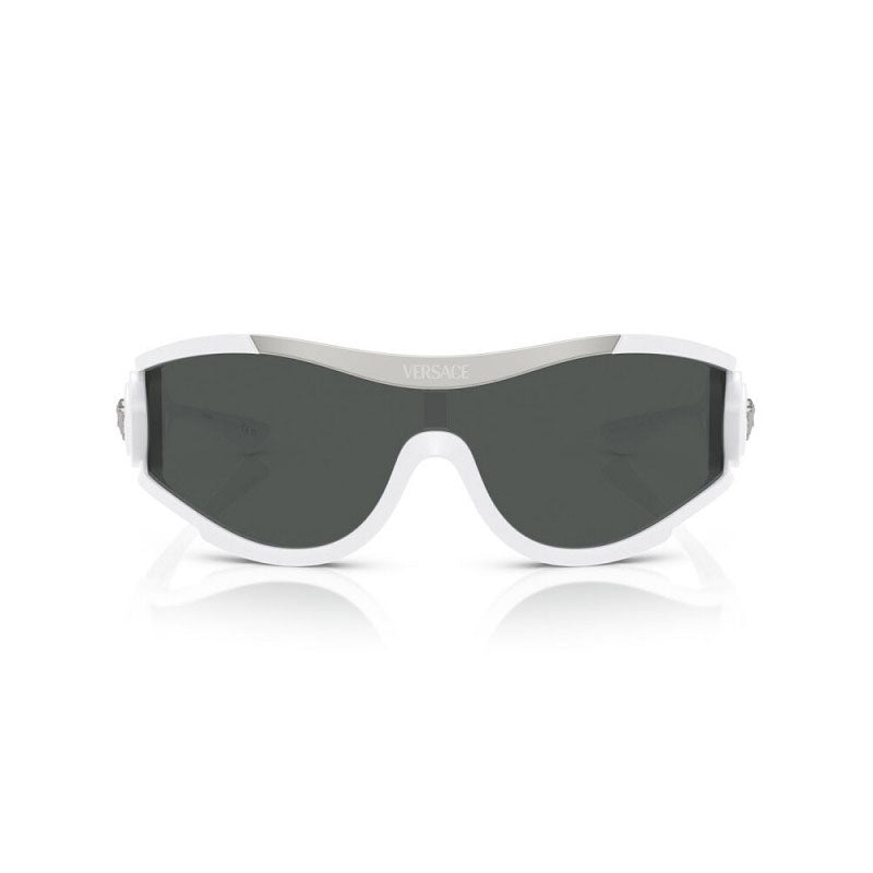 Versace Sunglasses Shield Full Rim, White Frame and Dark Grey Lens VE4475314/87