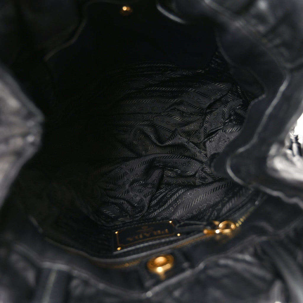 Nappa Antique Drawstring Tote Black